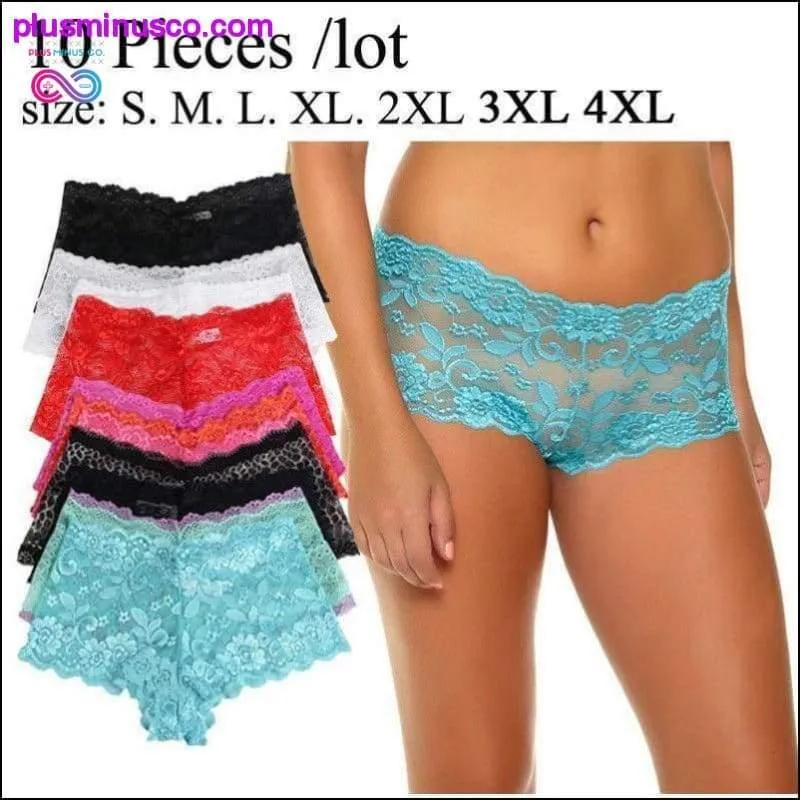 10 pcs/pack Sexy, Transparent, Lace Panties at plusminusco