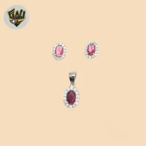 (2-6334-1) 925 Sterling Silver - Pink Zircon Set.