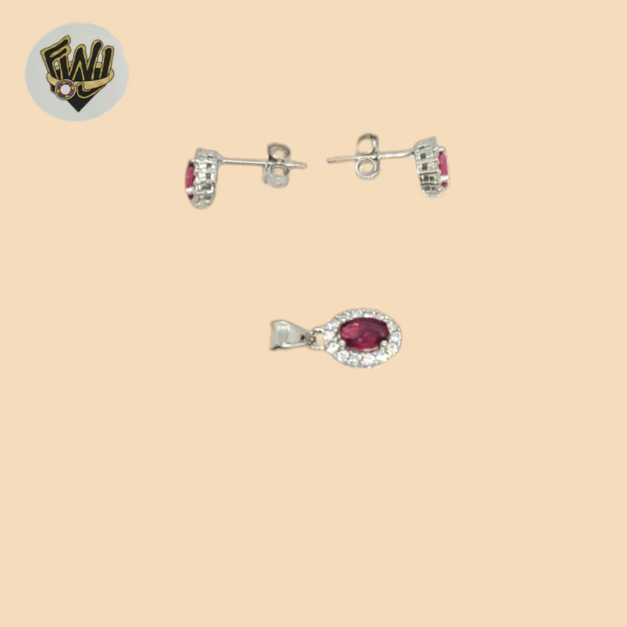 (2-6334-1) 925 Sterling Silver - Pink Zircon Set.