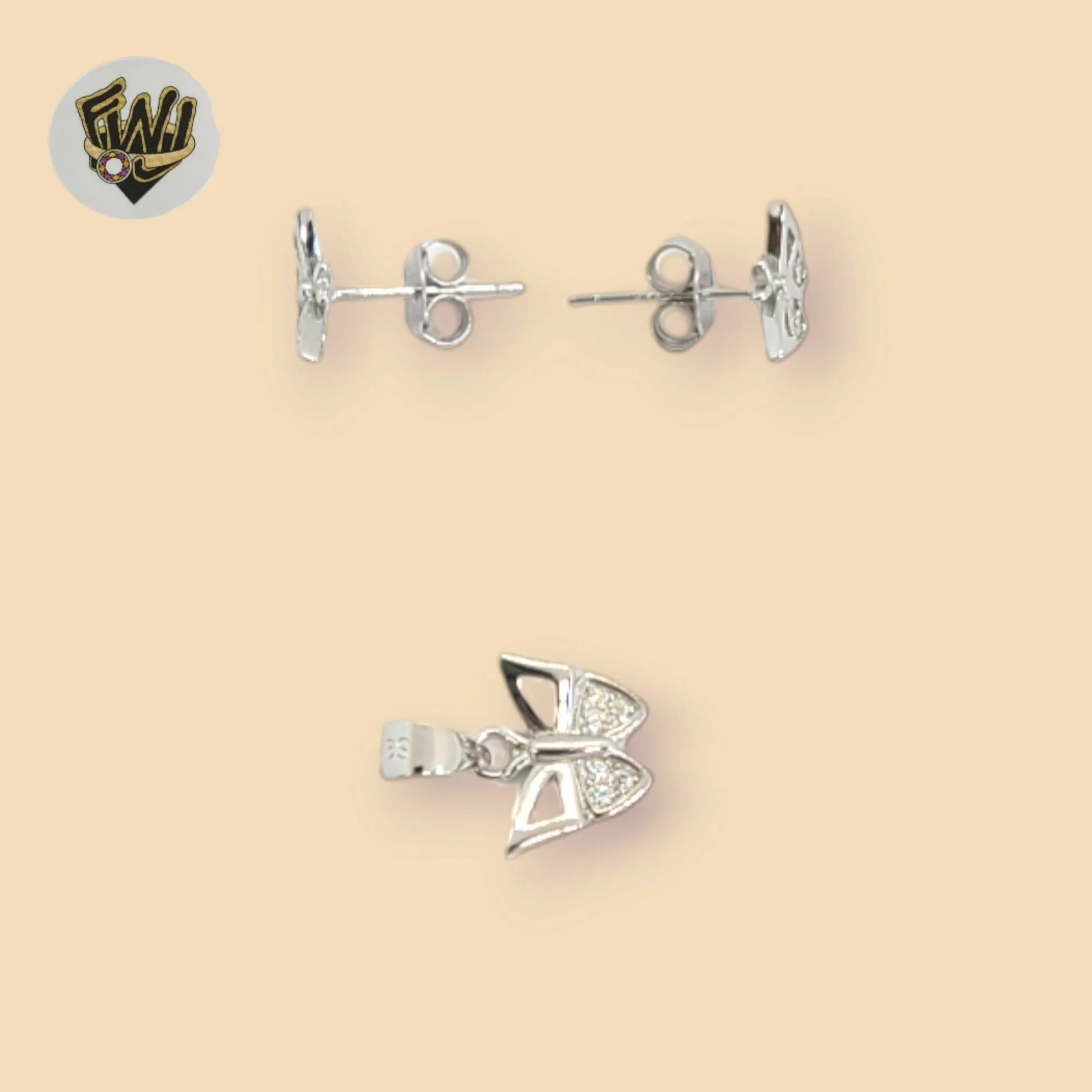 (2-6345) 925 Sterling Silver - Butterfly Zicon Set.