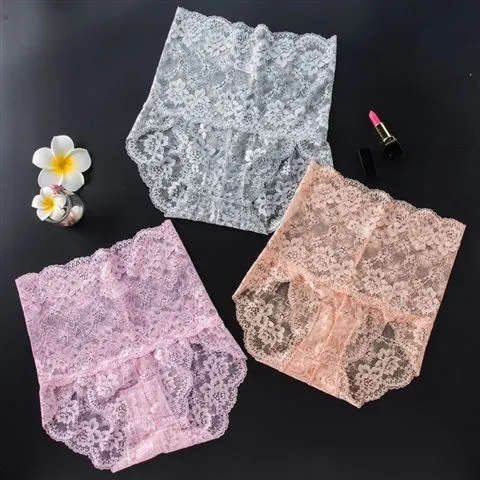 3 Pieces Plus Size Butt Lifter Sexy High Waist Seamless Lace Panties Women  Panties