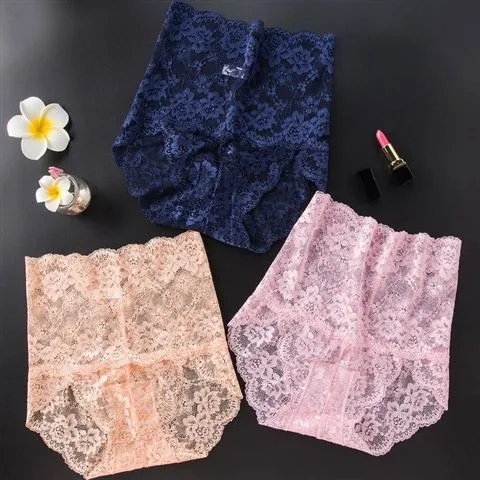 3 Pieces Plus Size Butt Lifter Sexy High Waist Seamless Lace Panties Women  Panties