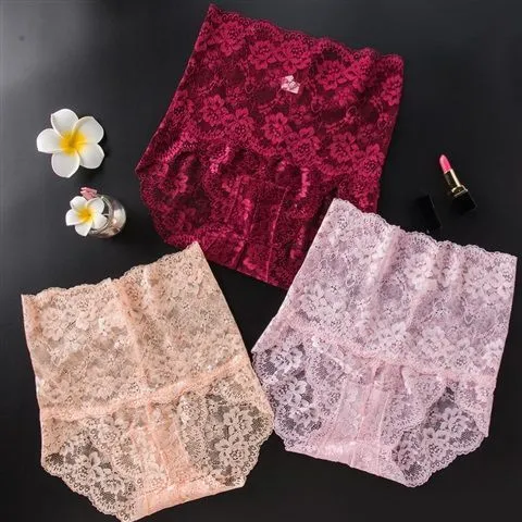 3 Pieces Plus Size Butt Lifter Sexy High Waist Seamless Lace Panties Women  Panties