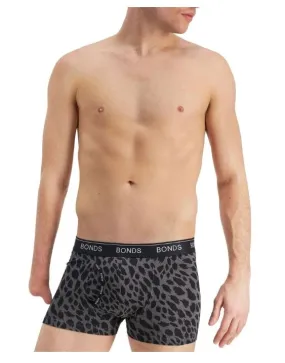 3 x Mens Bonds Guyfront Trunks Underwear Grey Leopard Print