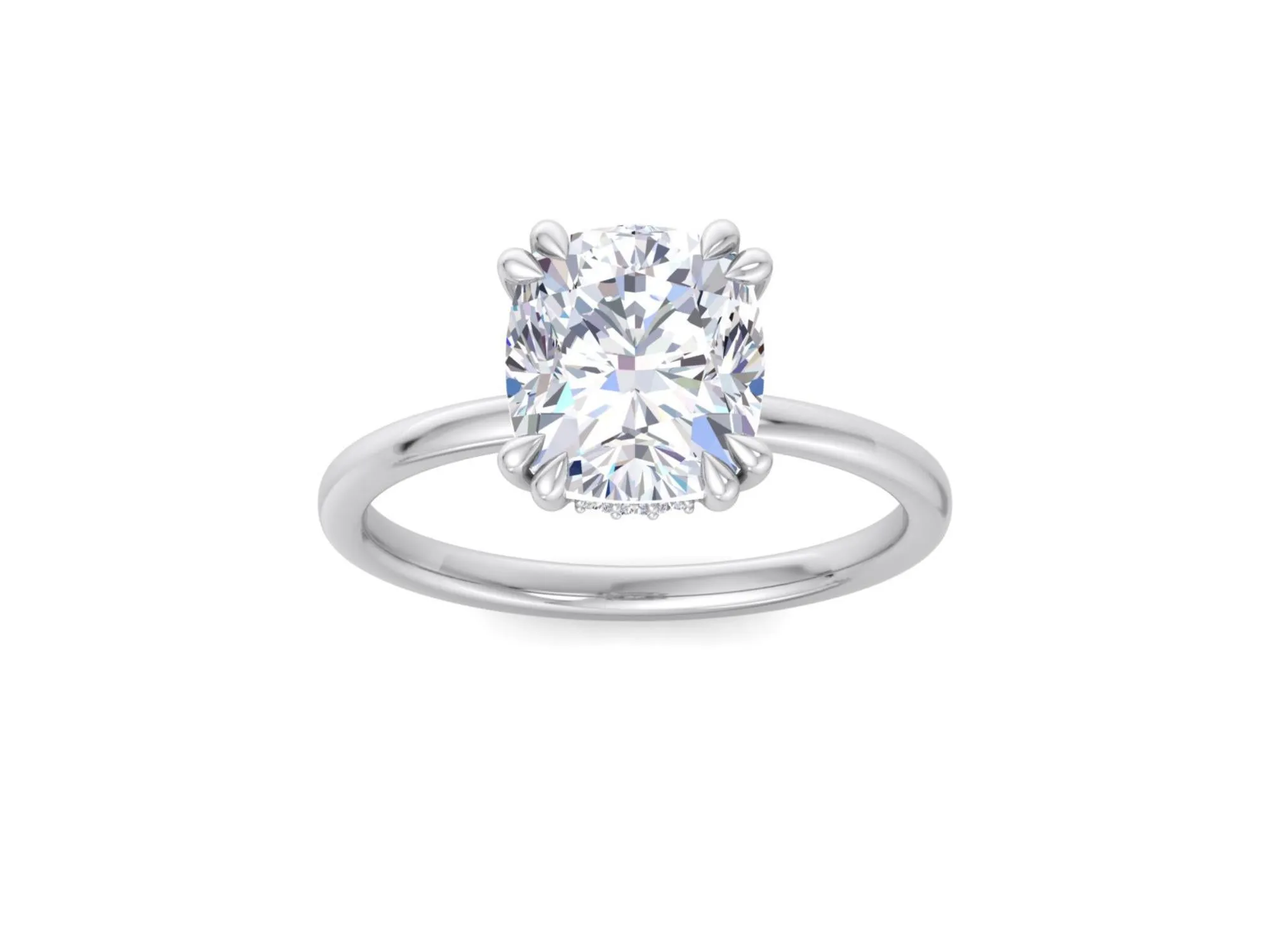 3.0ct Cushion cut moissanite engagement ring