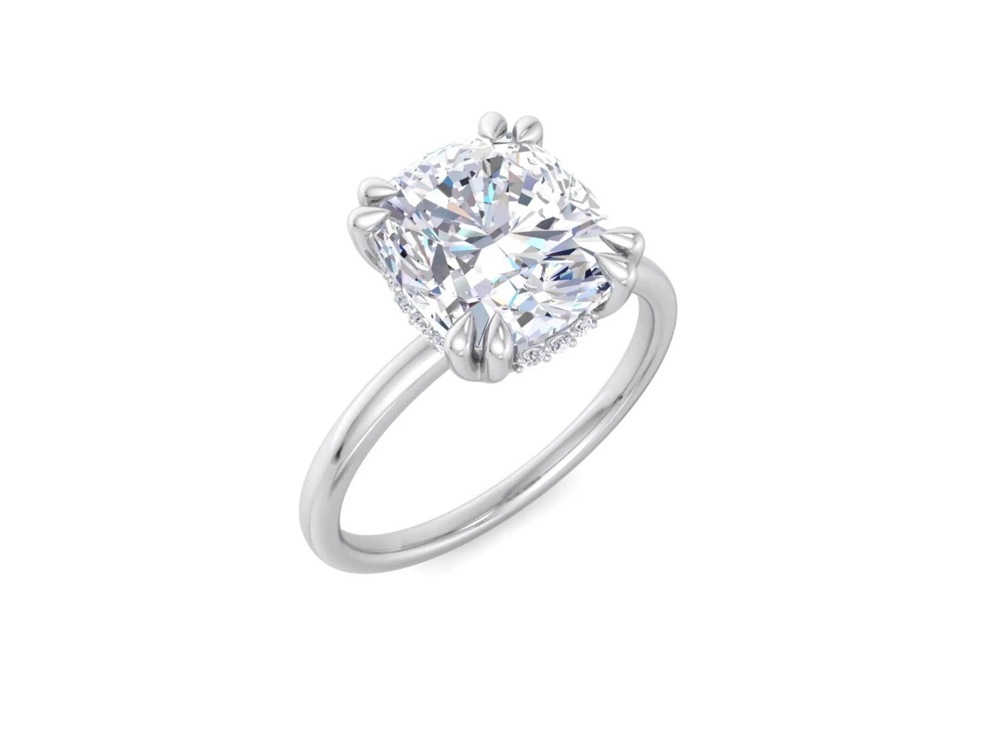 3.0ct Cushion cut moissanite engagement ring