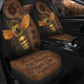 3D All Over Print Bee Car Seat Cover Get In Shut Up Leather Pattern