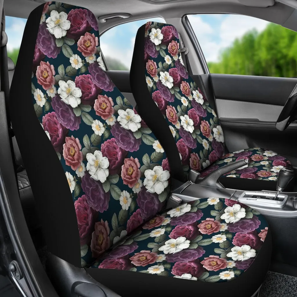 3D All Over Print Camellia Flower Front Car Seat Cover, Women Carseat Protector