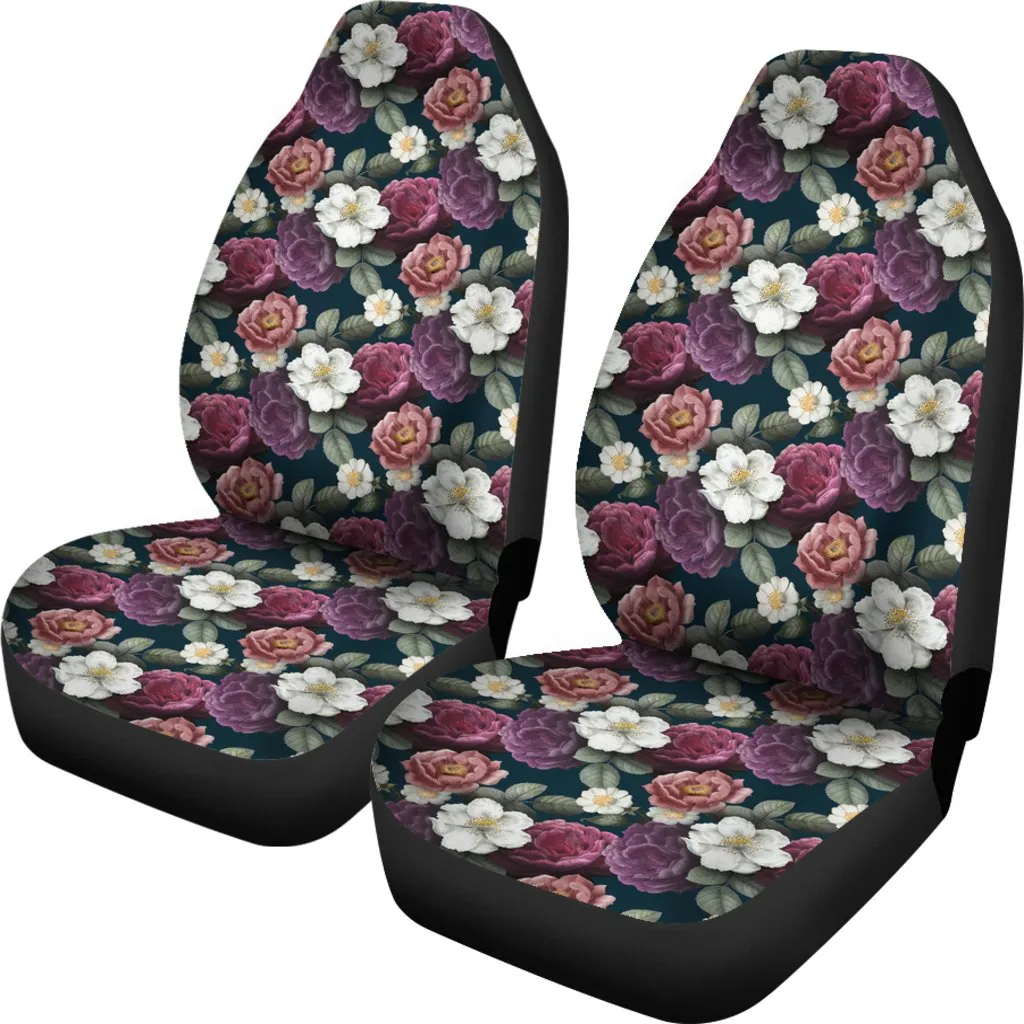 3D All Over Print Camellia Flower Front Car Seat Cover, Women Carseat Protector