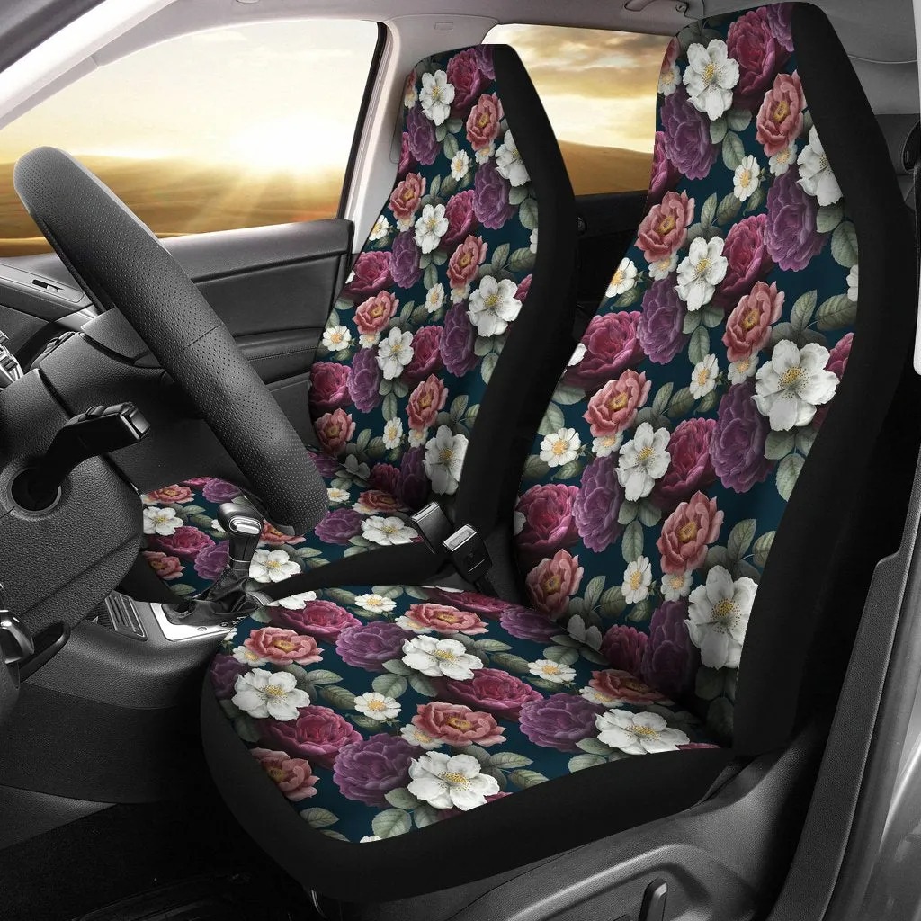 3D All Over Print Camellia Flower Front Car Seat Cover, Women Carseat Protector