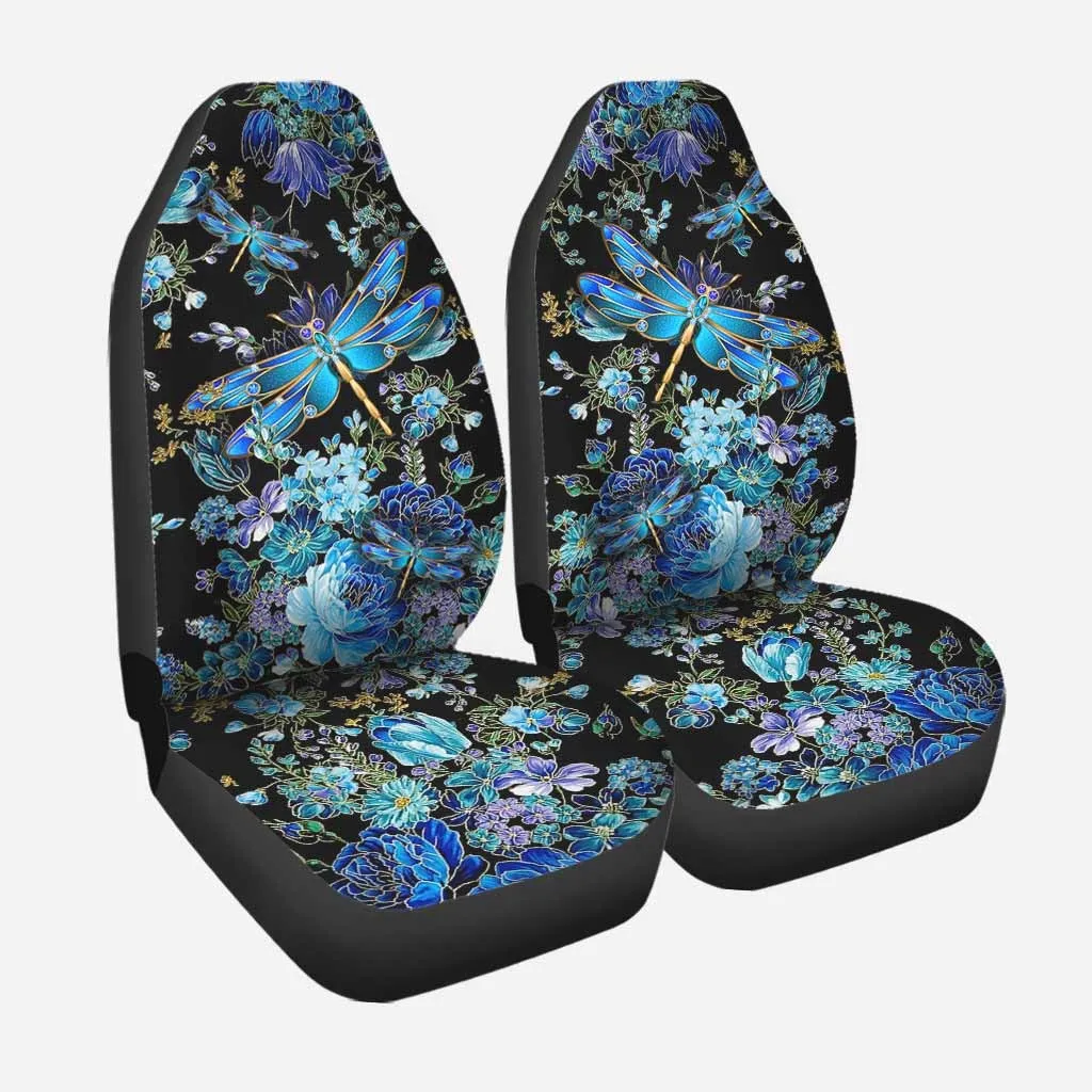 3D All Over Printed Car Seat Cover With Blue Dragonfly Dragonfly, Front Car Seat Covers