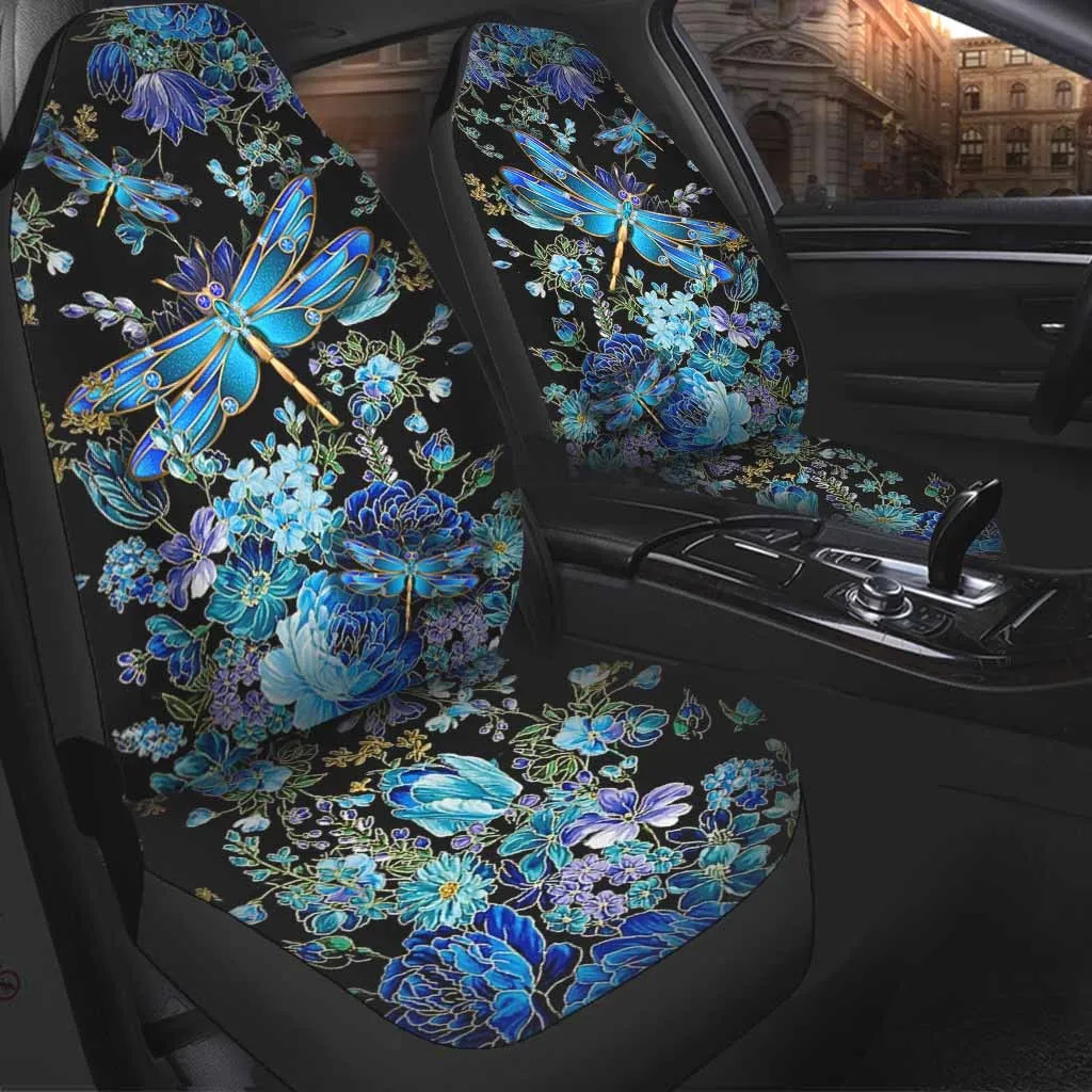 3D All Over Printed Car Seat Cover With Blue Dragonfly Dragonfly, Front Car Seat Covers