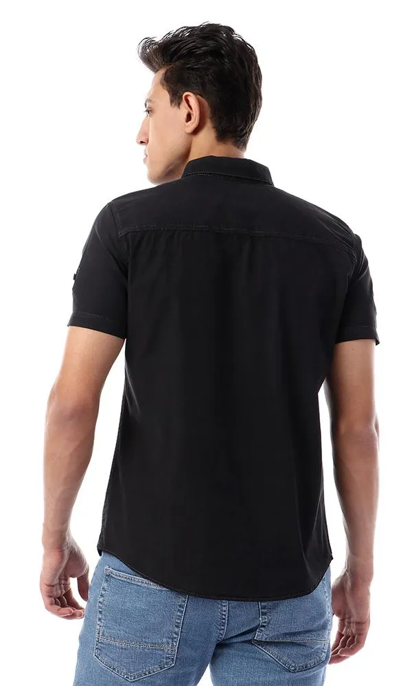 49362 Fashionable Buttoned Casual Black Shirt