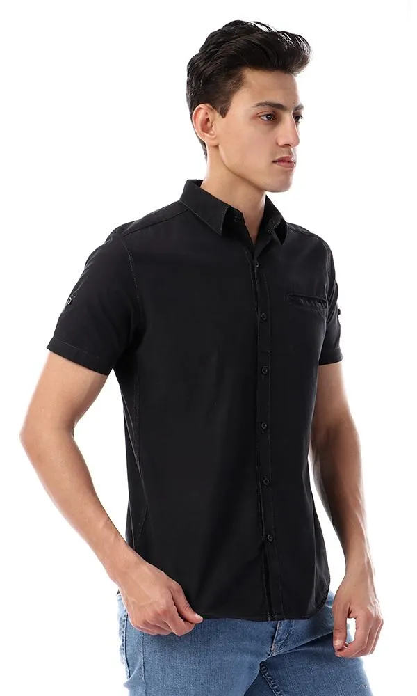 49362 Fashionable Buttoned Casual Black Shirt