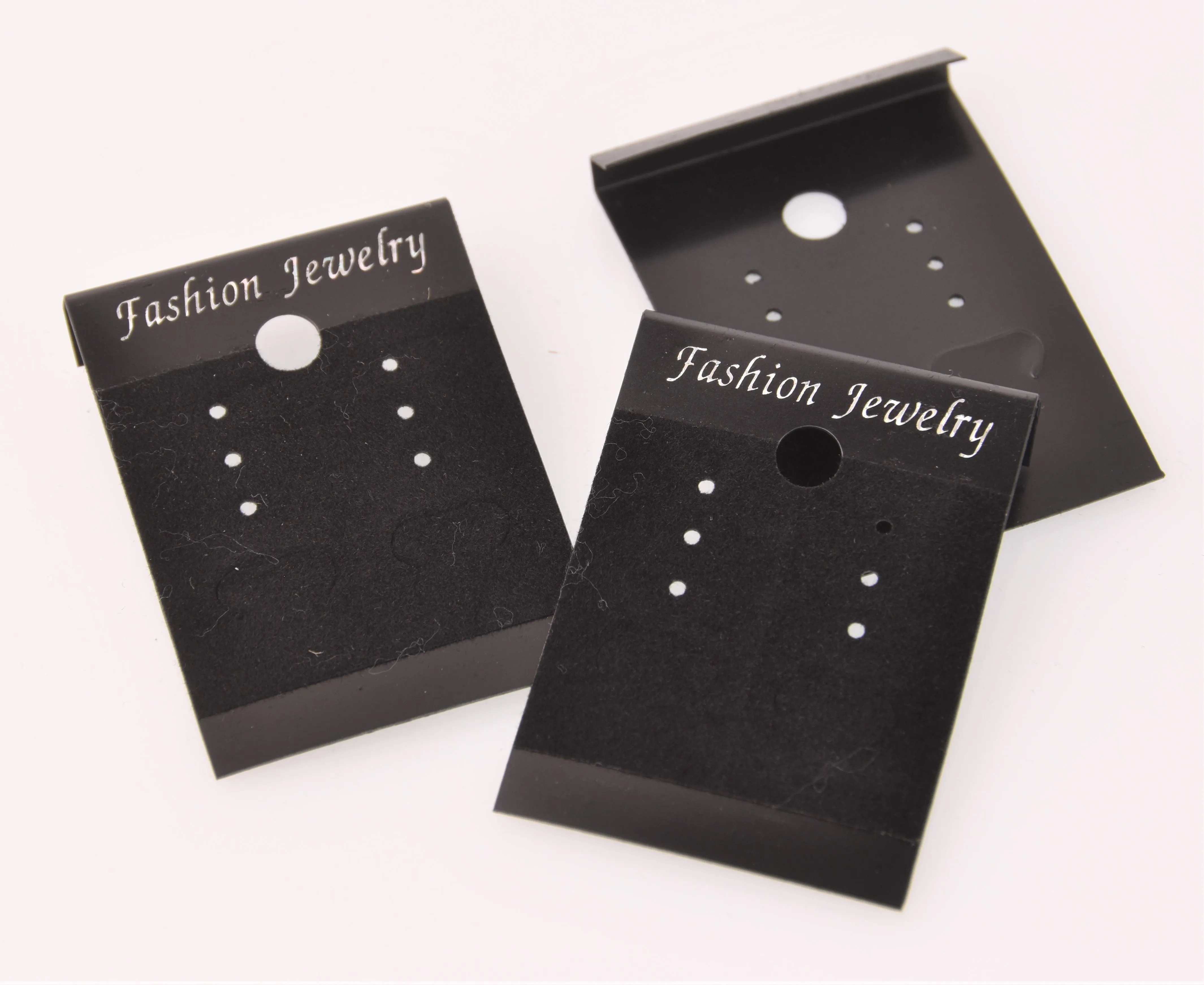 50 Black Velvet Earring Display Cards, 2 x 1-1/2, 3 rows of earrings, tol1402