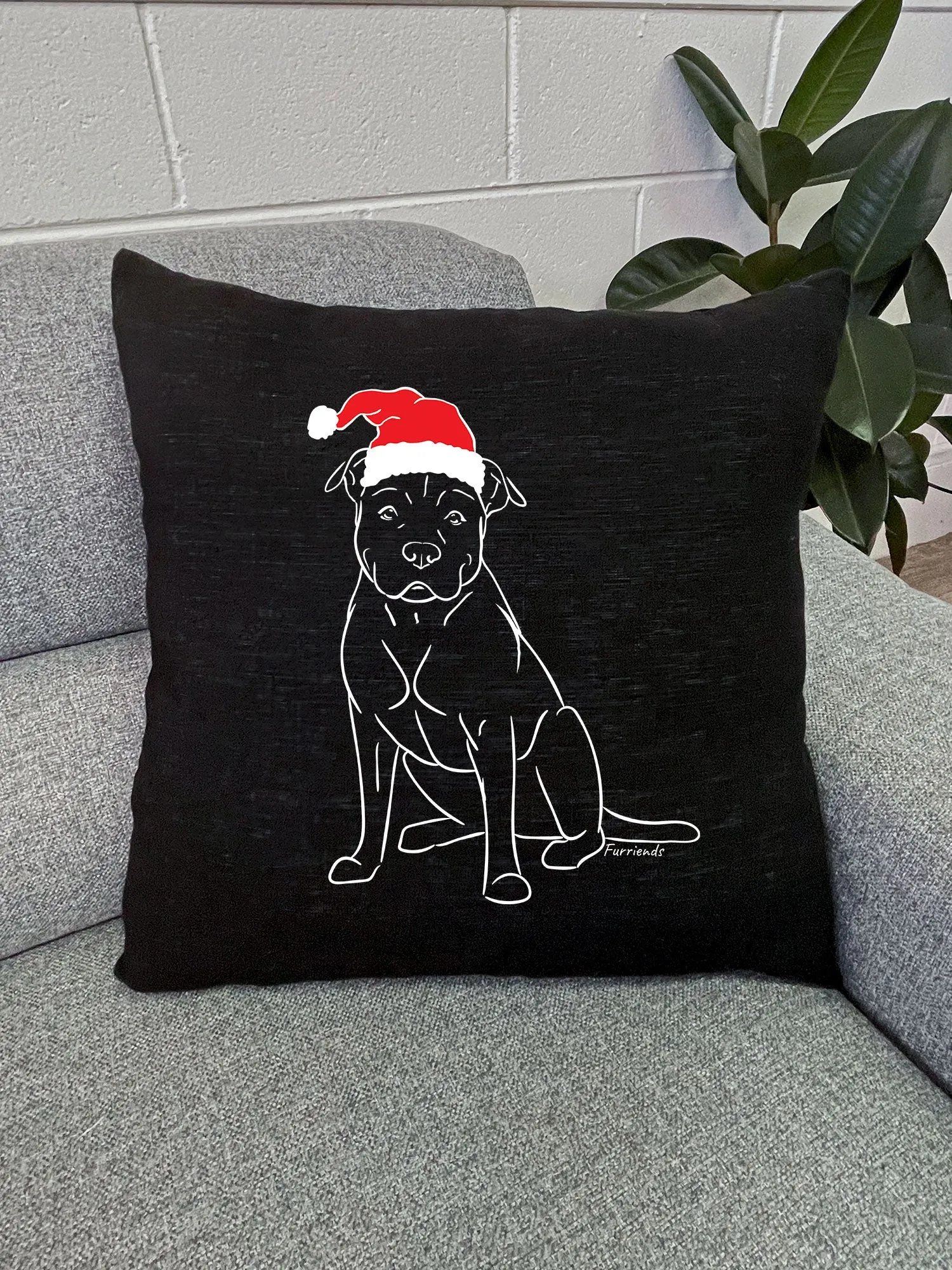 American Staffordshire Terrier Christmas Edition Linen Cushion Cover