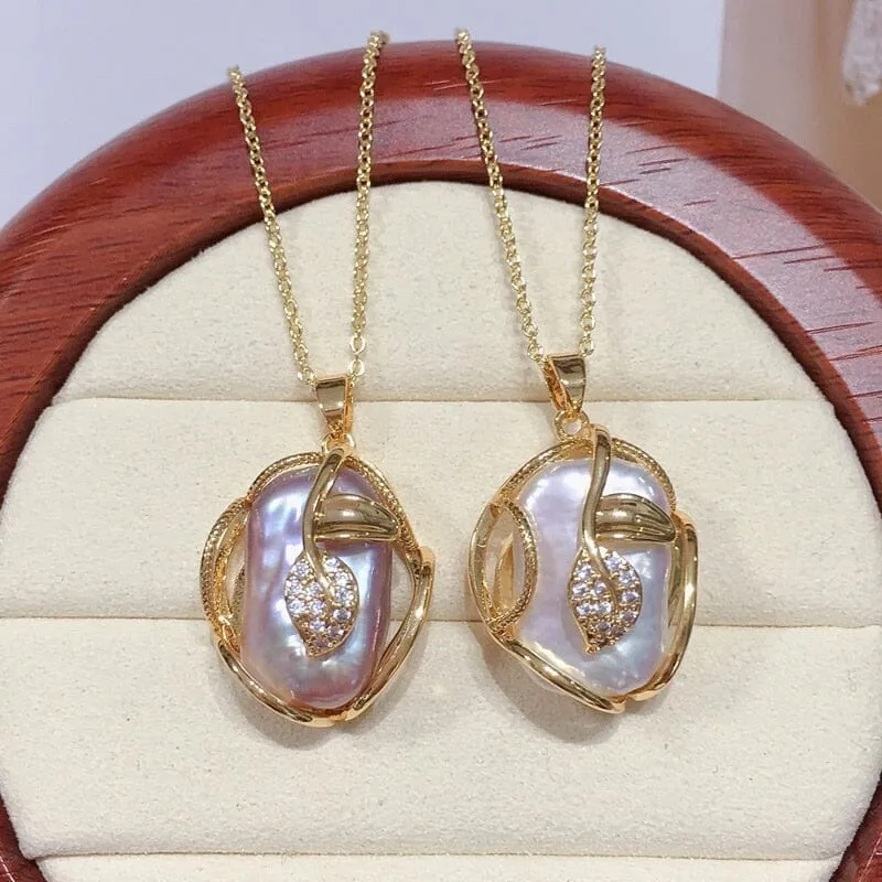 Big Baroque Pearl 18K Gold Plated Jewelry Set