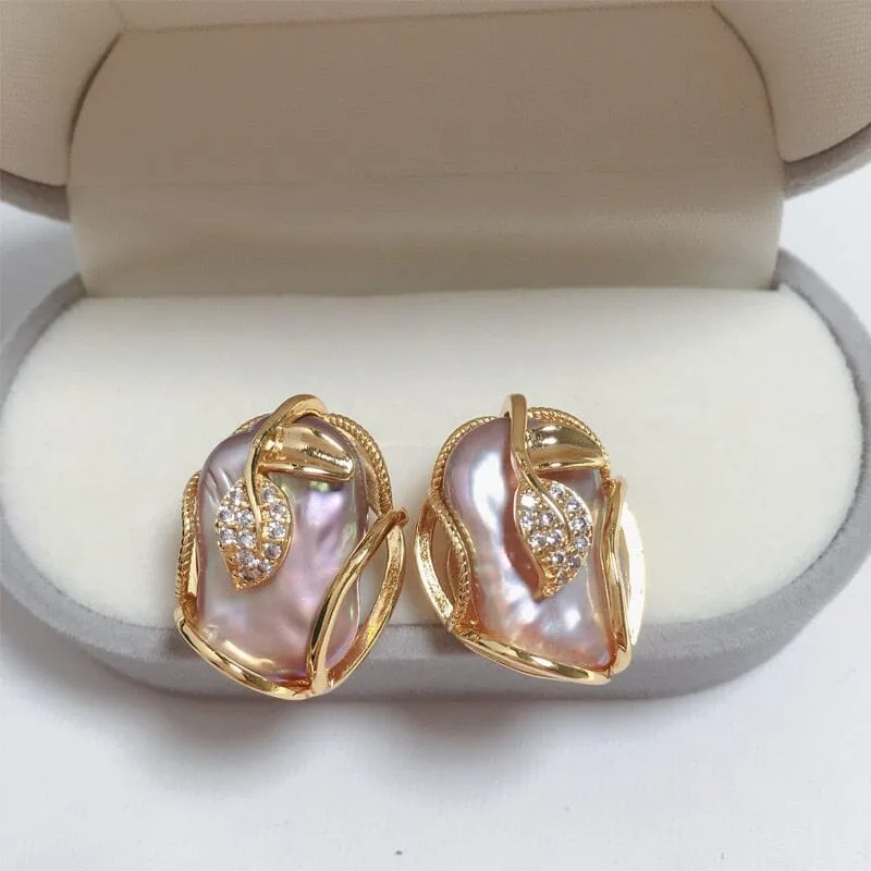 Big Baroque Pearl 18K Gold Plated Jewelry Set