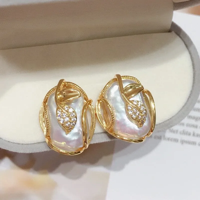 Big Baroque Pearl 18K Gold Plated Jewelry Set