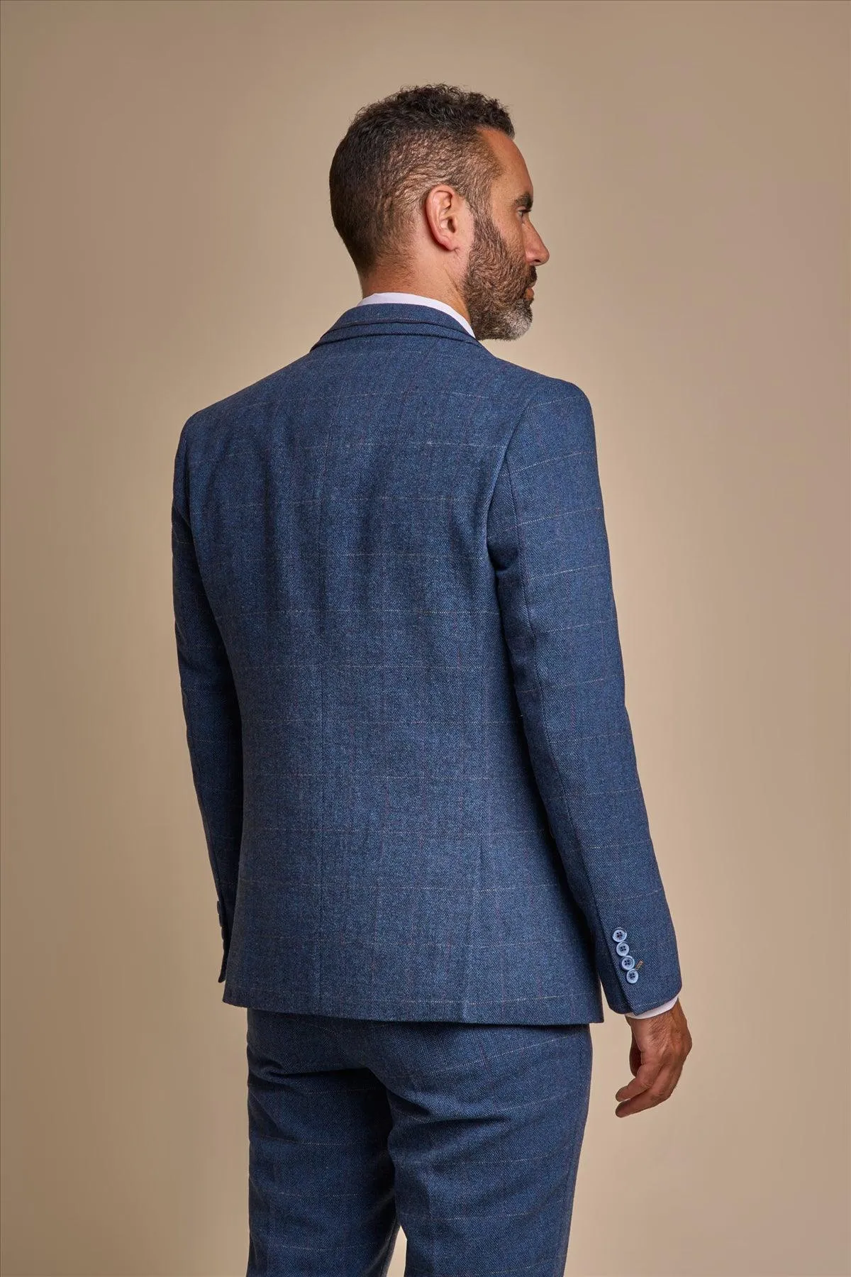 Carnegi Blue Long Tweed Three Piece Suit