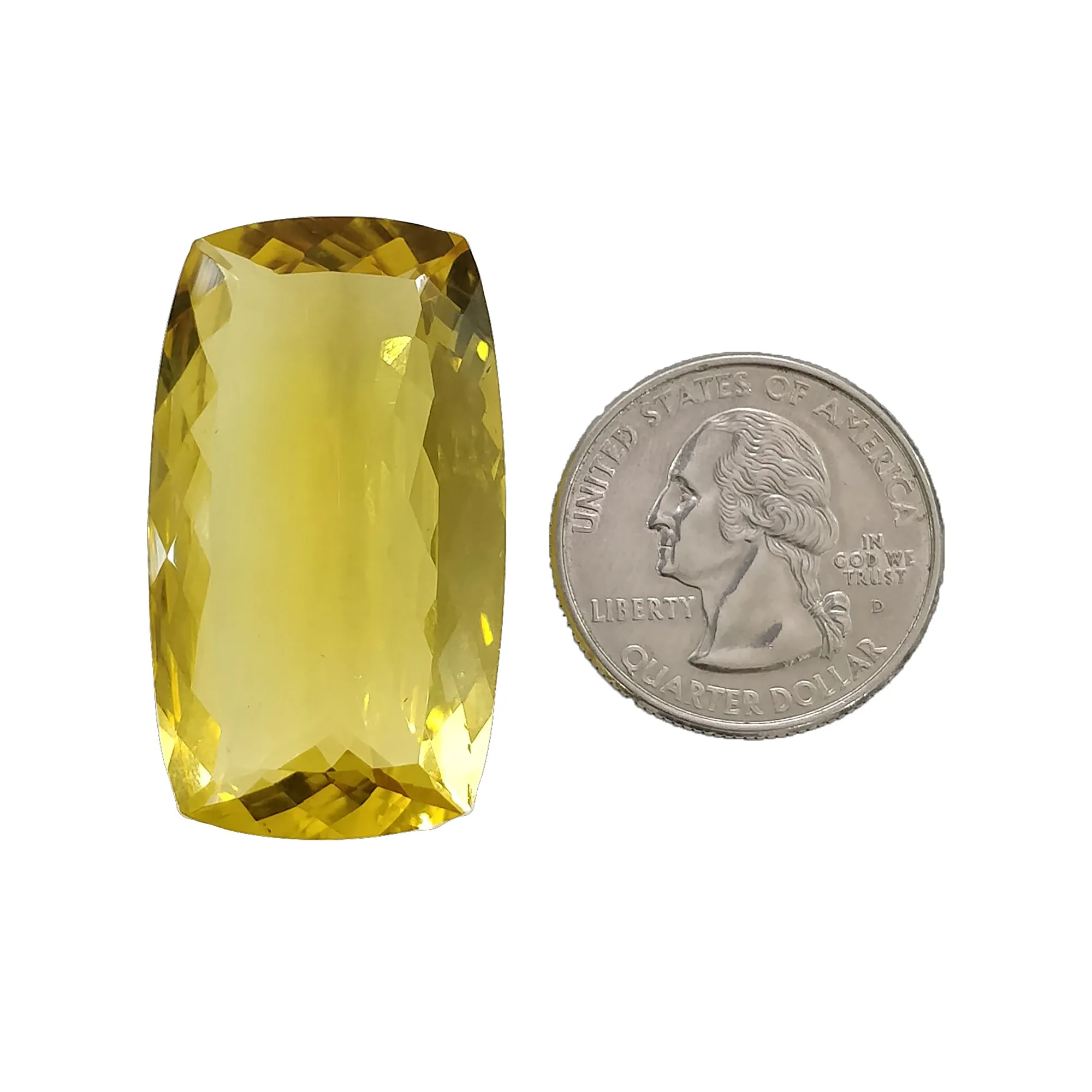 CITRINE Gemstone Normal Cut : 53.05cts Natural Untreated Unheated Yellow Citrine Cushion Shape 38*22mm