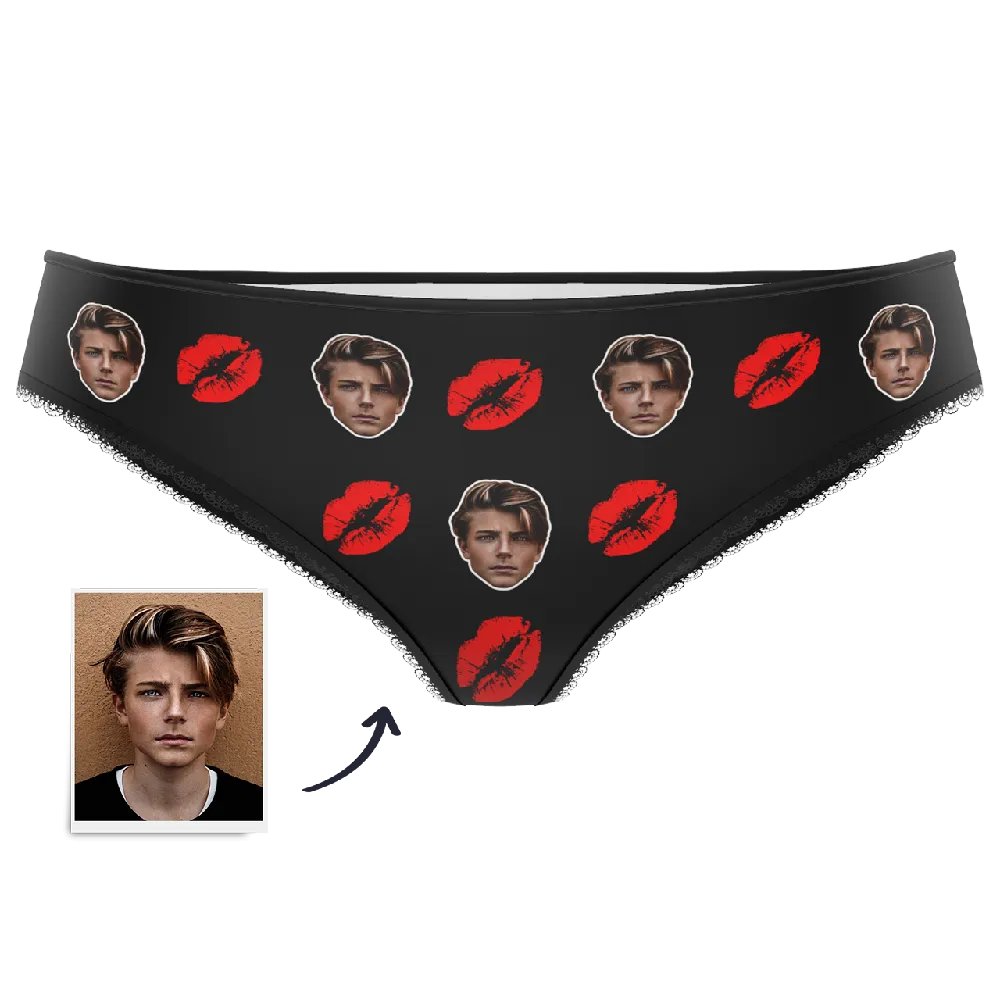 Couple Women's Custom Face Colorful Panties - Kiss