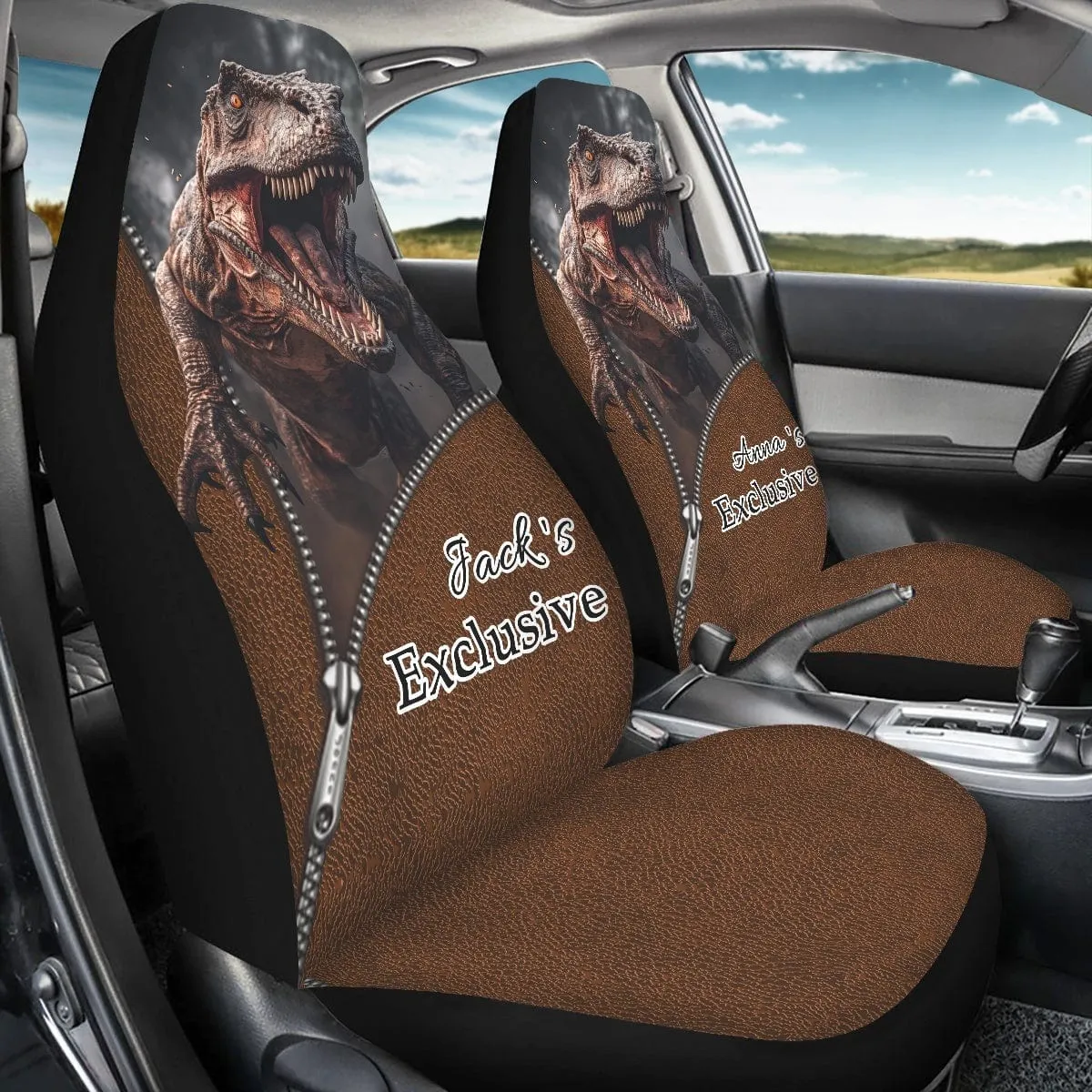 Custom Photo&Name Family Car Seat Covers Universal Auto Waterproof Front Seat Protector (Set of 2)