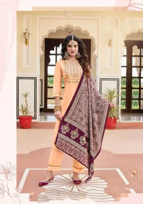 Dazzling Orange Colored Traditional Wear Salwar Suits With Dupatta