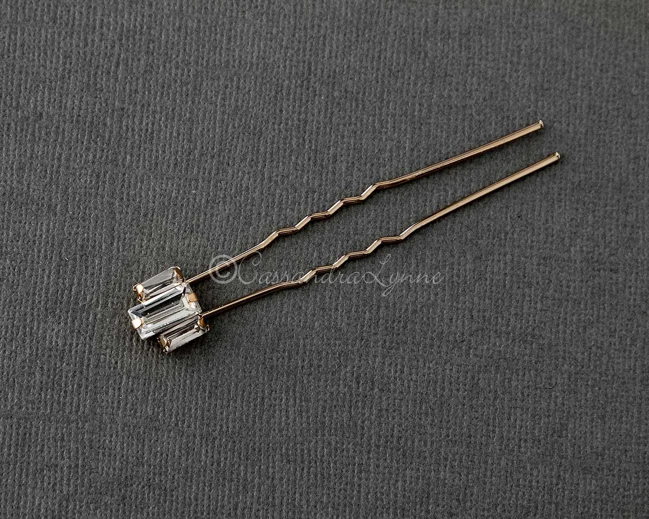 Gold Baguette Wedding Hair Pins Set