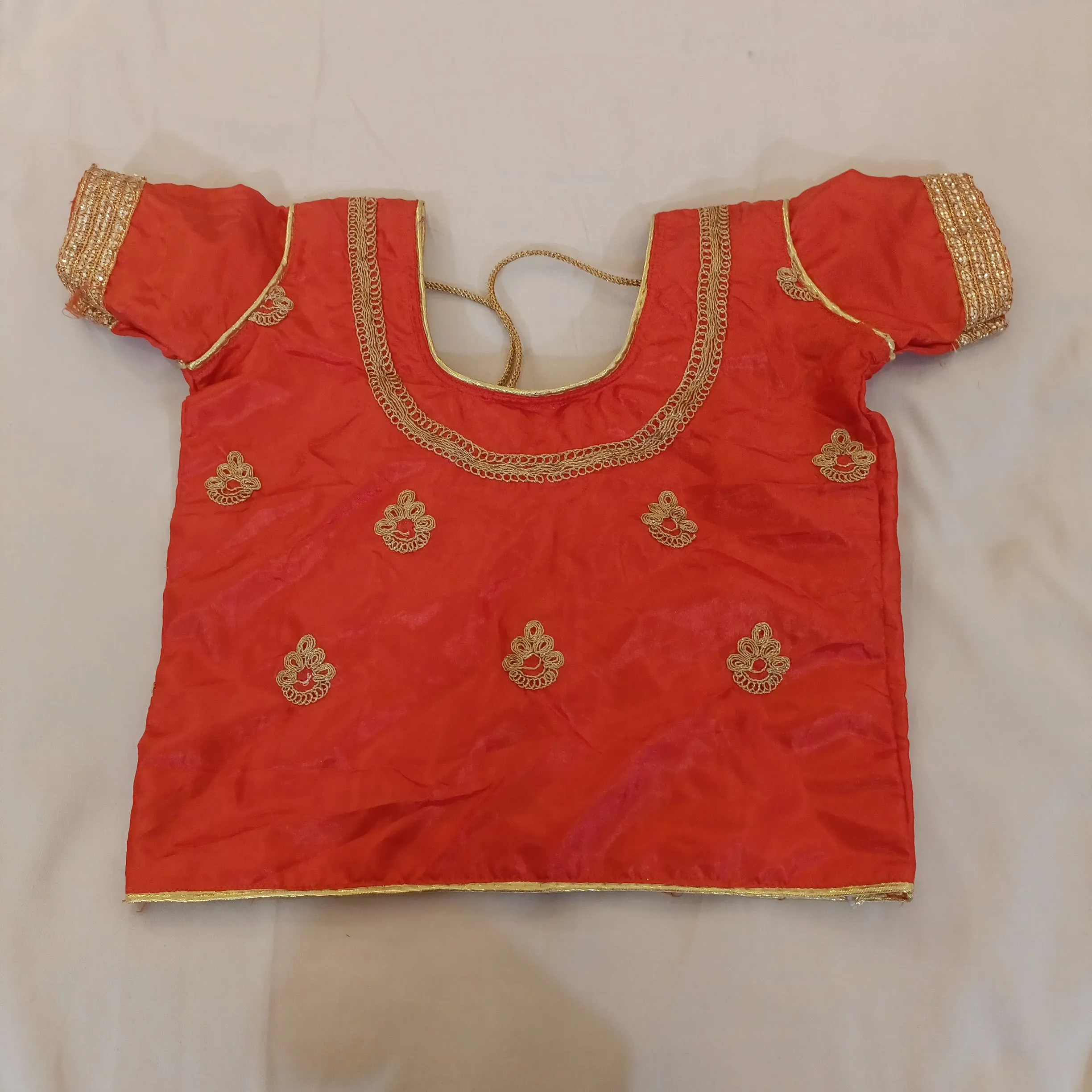 Gorgeous Orange Kids Lehenga Set With Embroidery