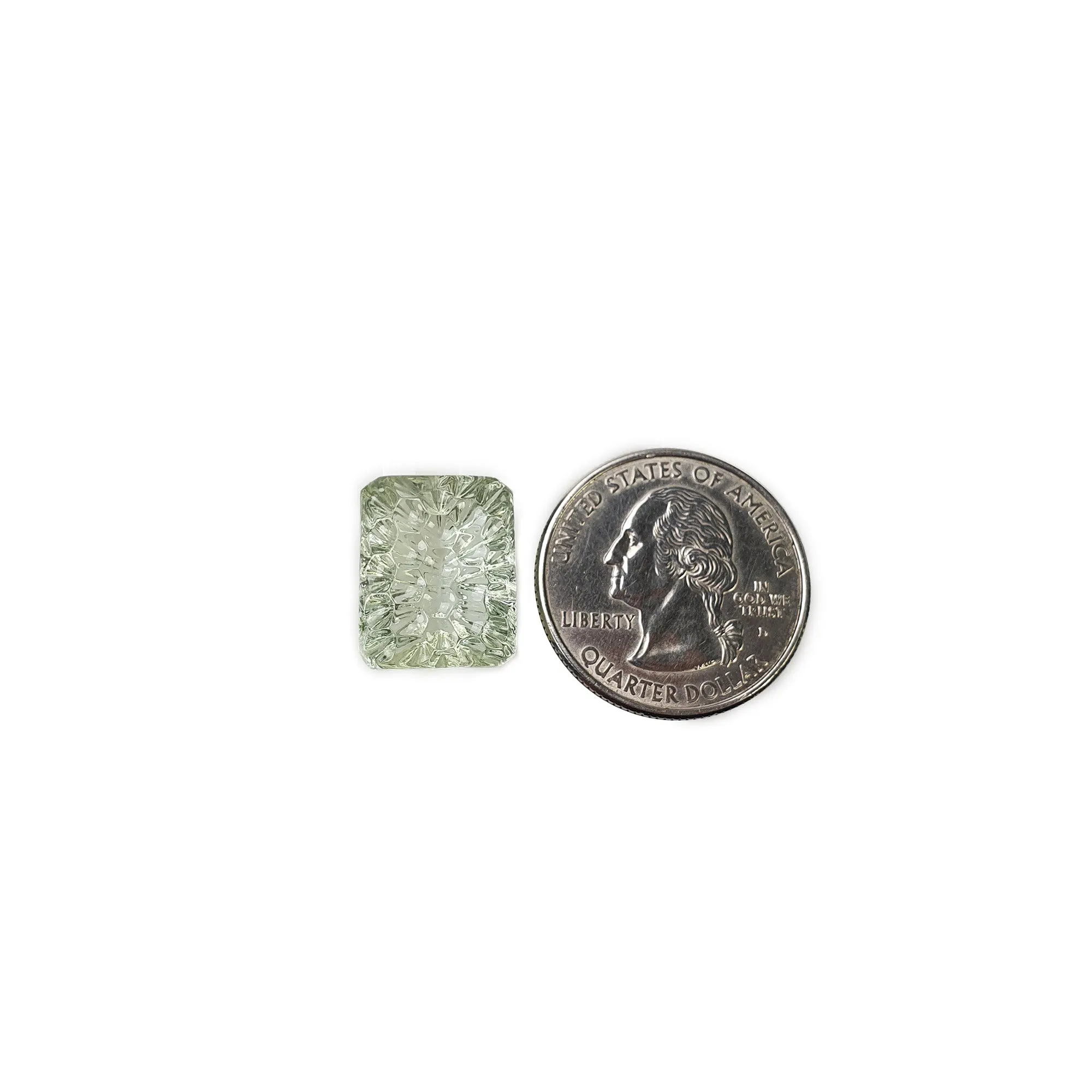 GREEN AQUAMARINE Gemstone Carving : 13.00cts Natural Untreated Aqua Hand Carved Cushion Shape 16*13mm (With Video)