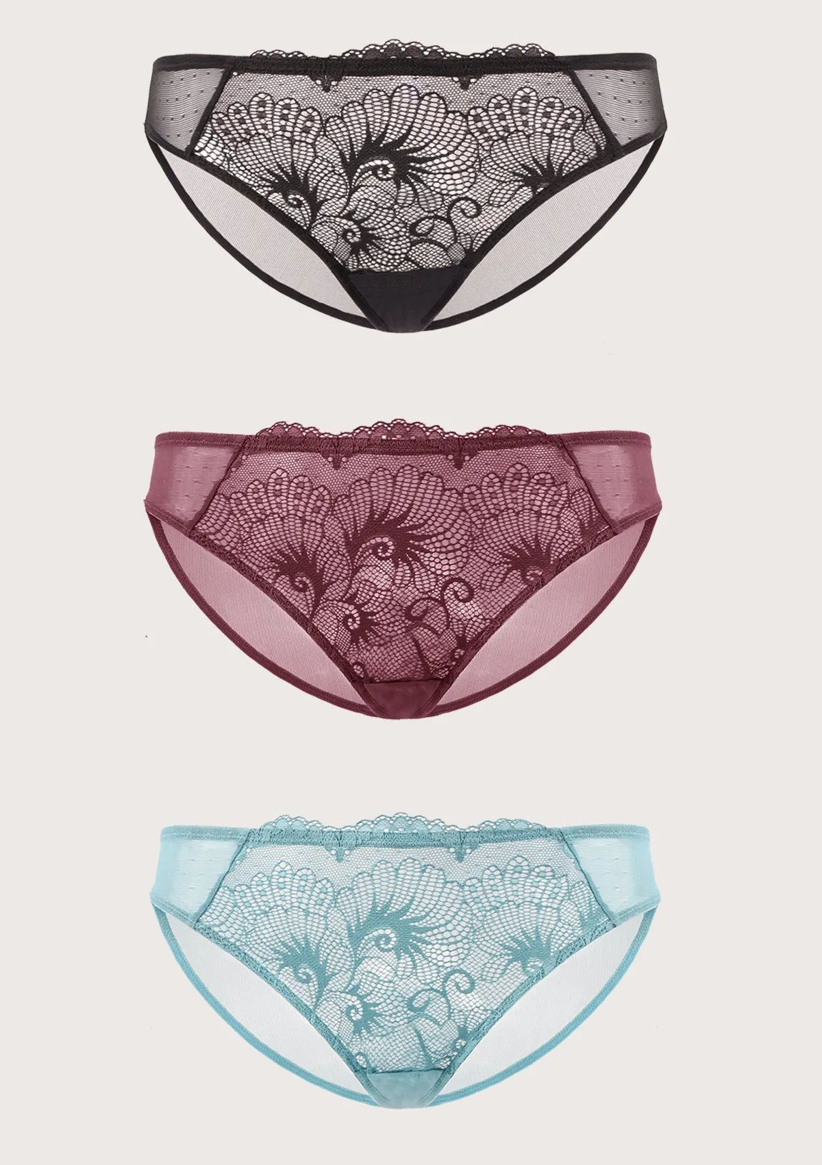 HSIA Front Lace Bikini Panties 3 Pack