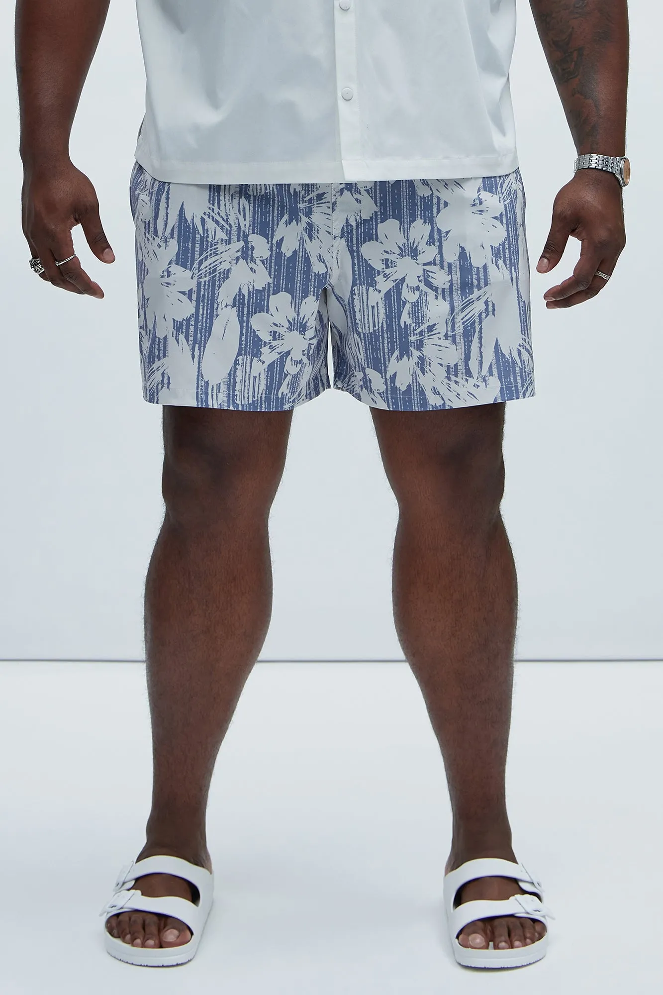 Irwin Distressed Swim Trunks - Blue/combo