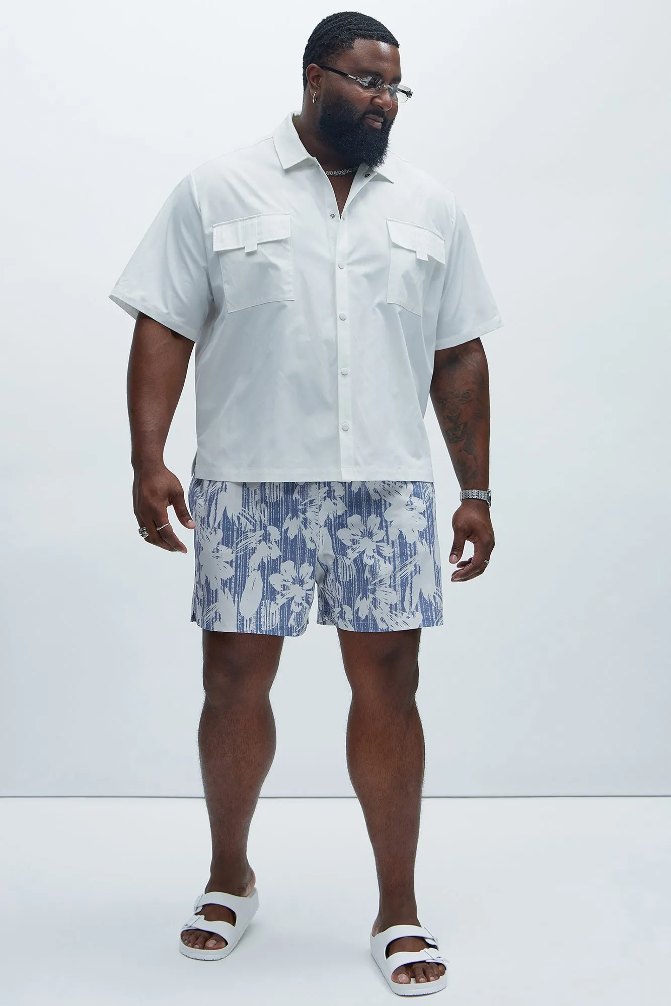 Irwin Distressed Swim Trunks - Blue/combo