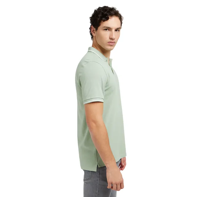 Lee men's short sleeve polo shirt in cotton pique 112349953 sage green