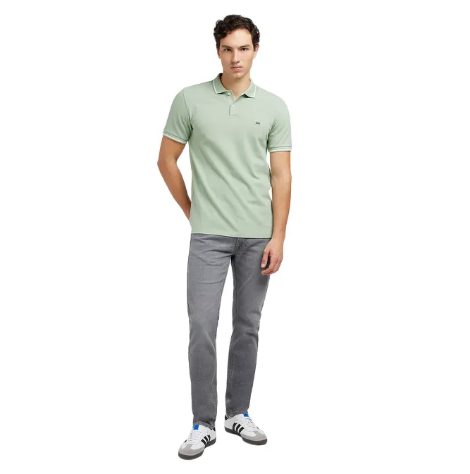 Lee men's short sleeve polo shirt in cotton pique 112349953 sage green