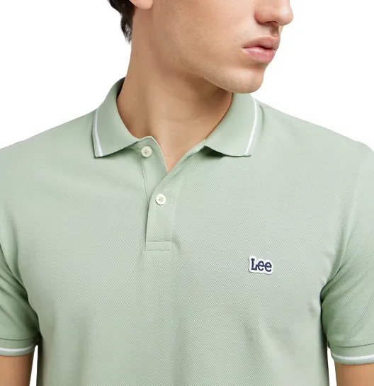 Lee men's short sleeve polo shirt in cotton pique 112349953 sage green