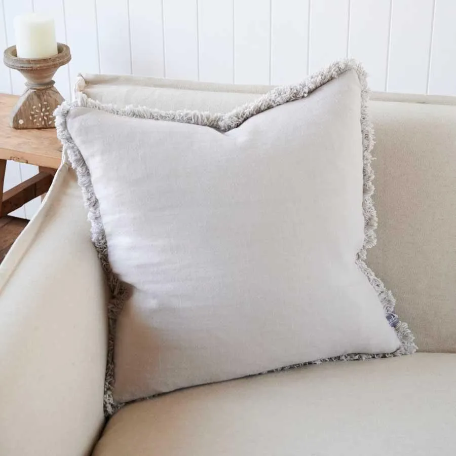 Luca Boho Linen Cushion - Silver Grey 50x50cm