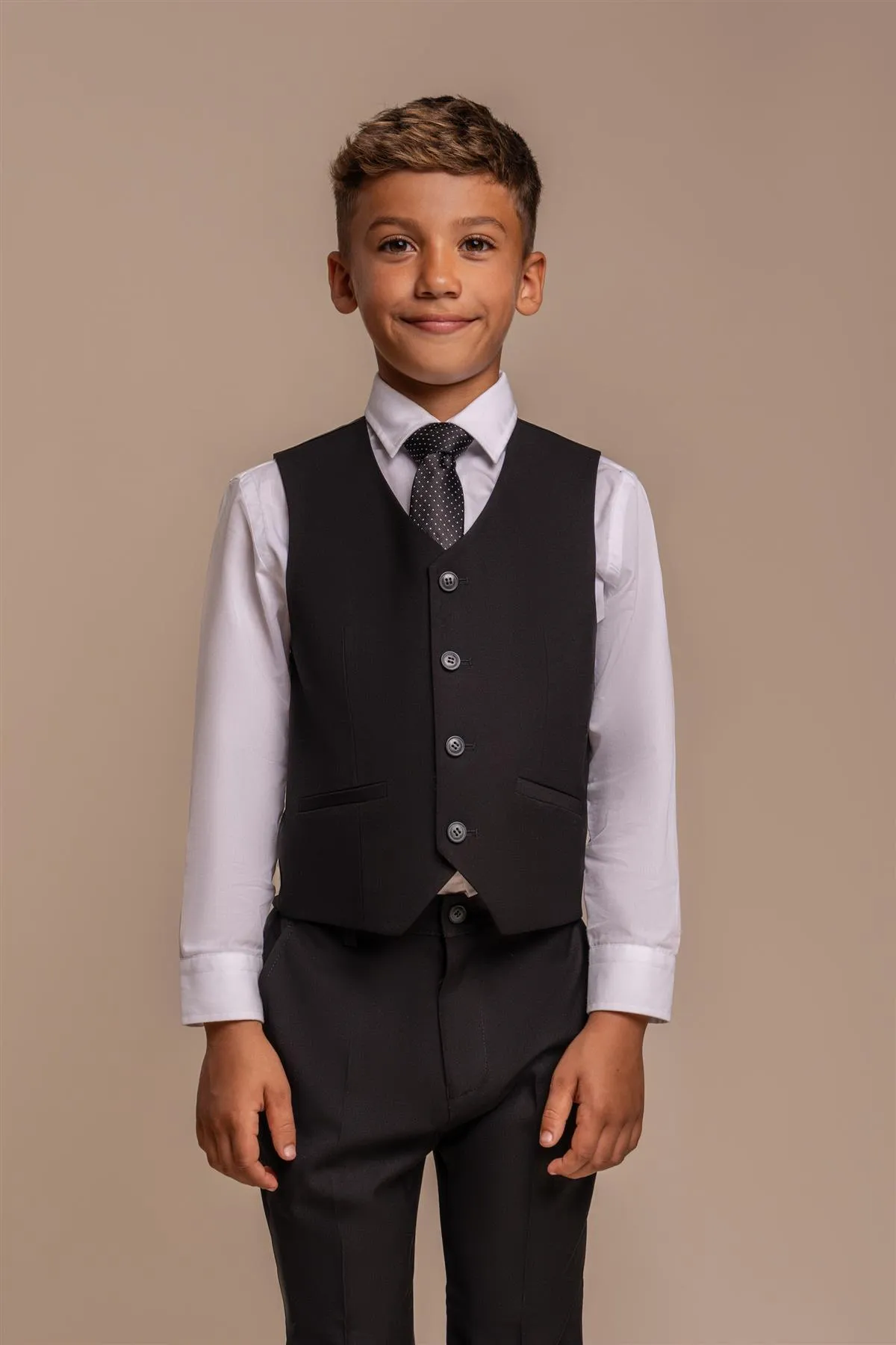 Marco Boys Black Three Piece Suit