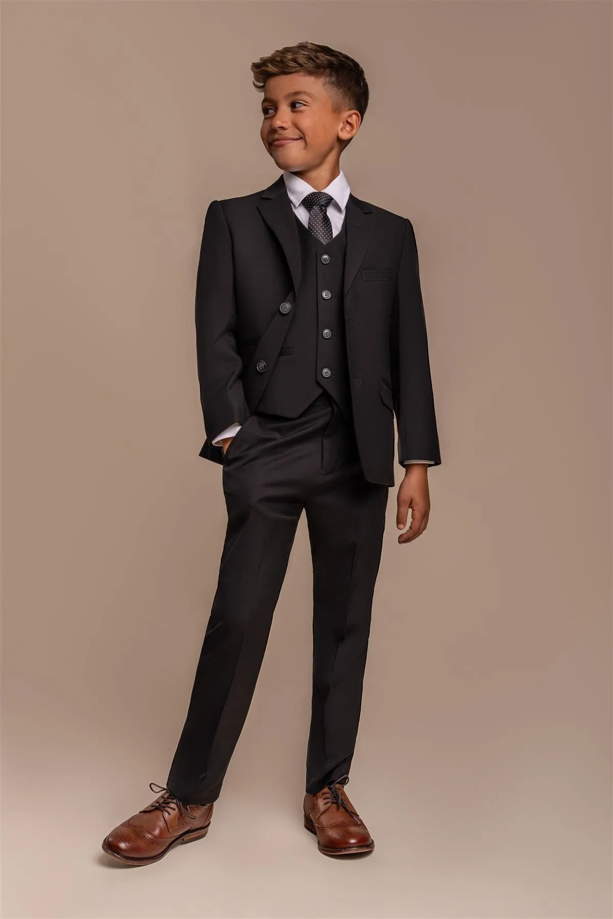 Marco Boys Black Three Piece Suit