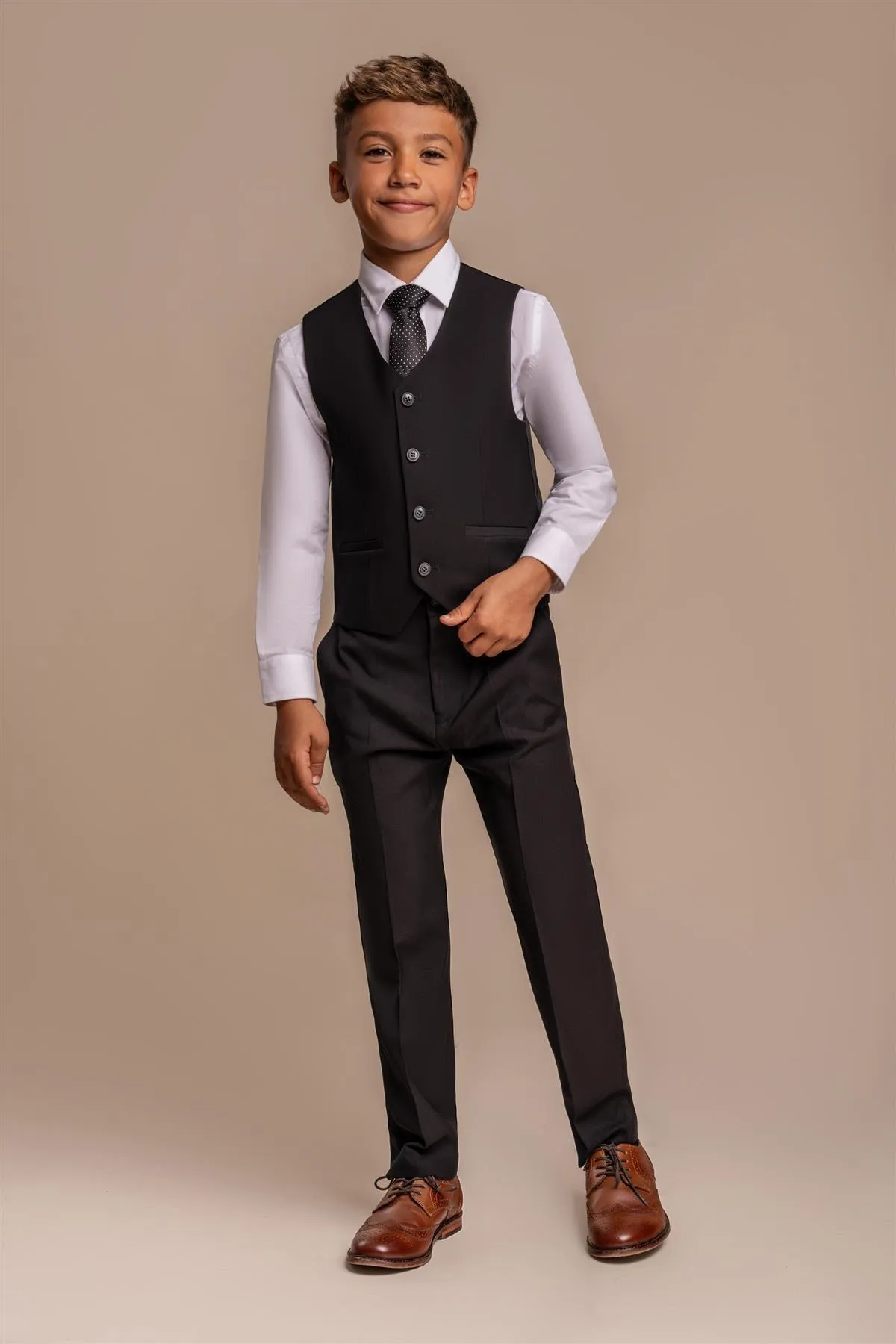 Marco Boys Black Three Piece Suit