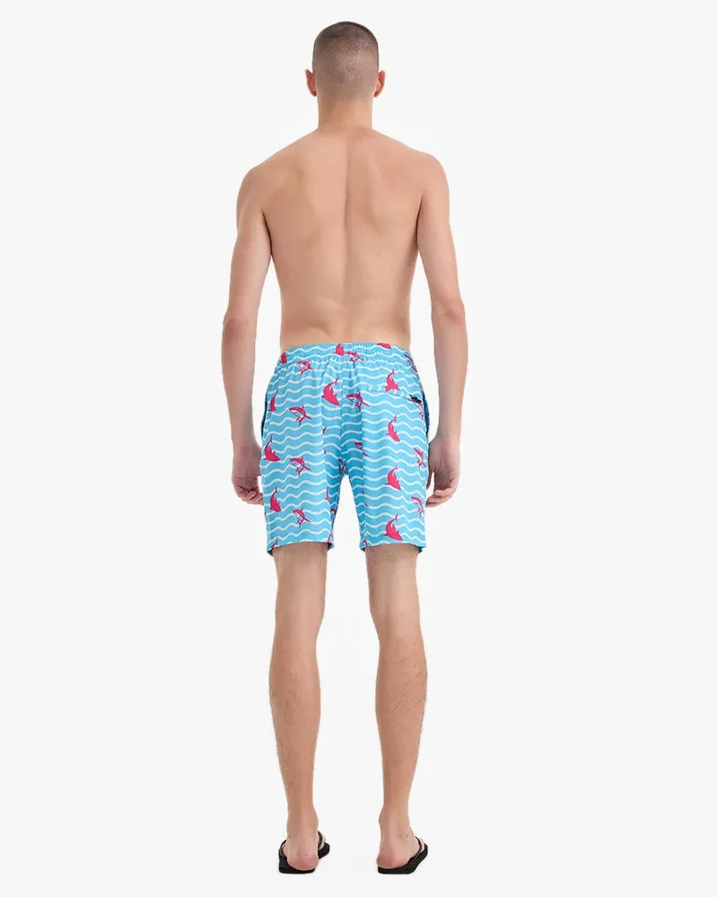 Men's Swim Beach Trunks - Blue&pink Shark