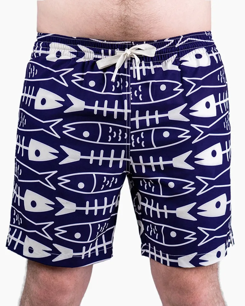 Men's Swim Beach Trunks - Fish Bone