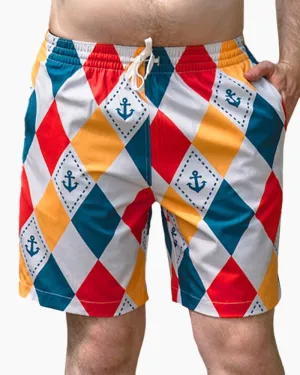 Men's Swim Beach Trunks - Ship Anchor