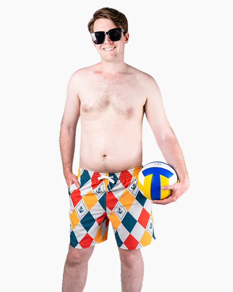 Men's Swim Beach Trunks - Ship Anchor