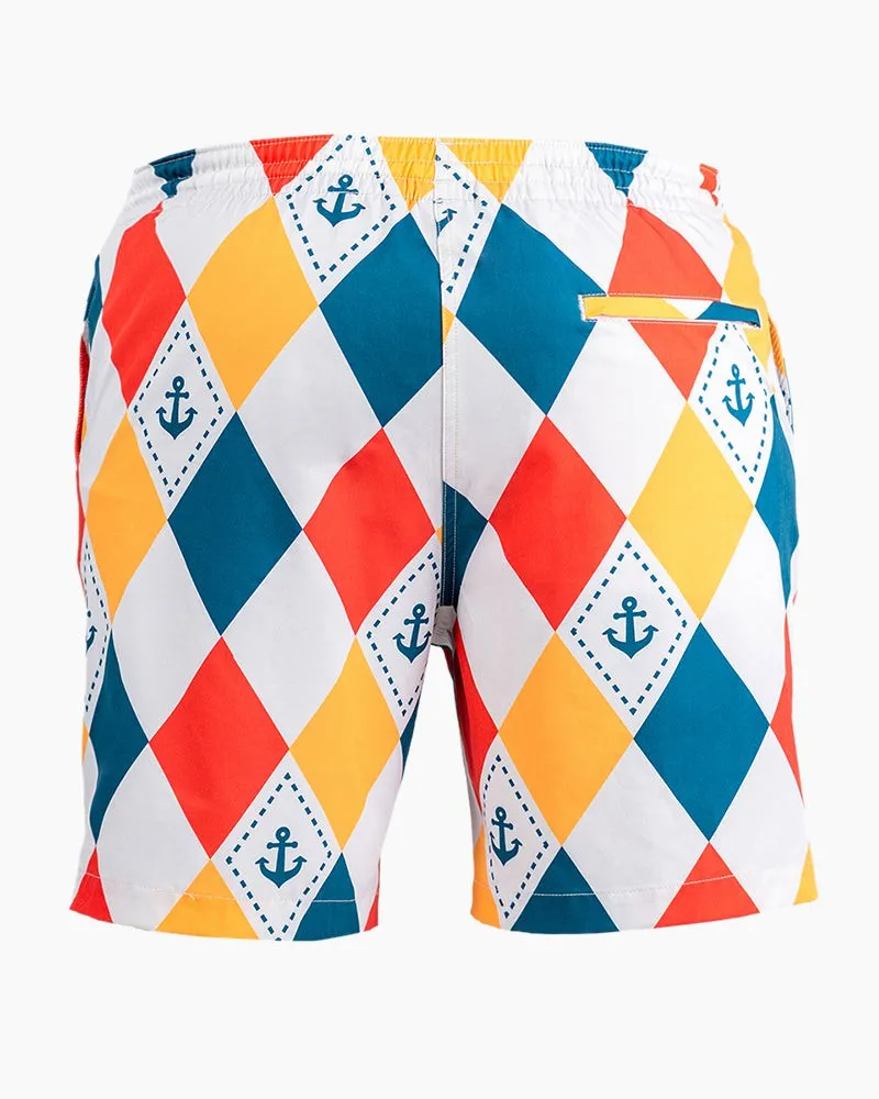 Men's Swim Beach Trunks - Ship Anchor