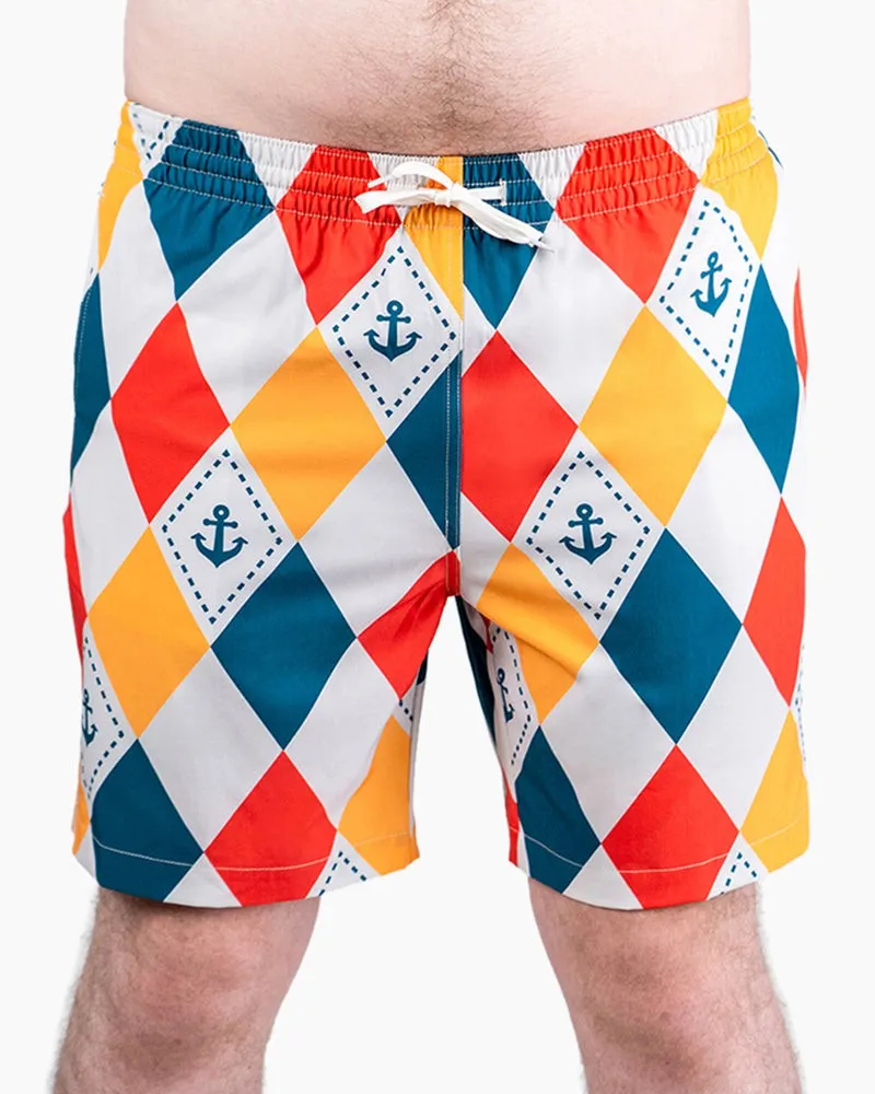 Men's Swim Beach Trunks - Ship Anchor