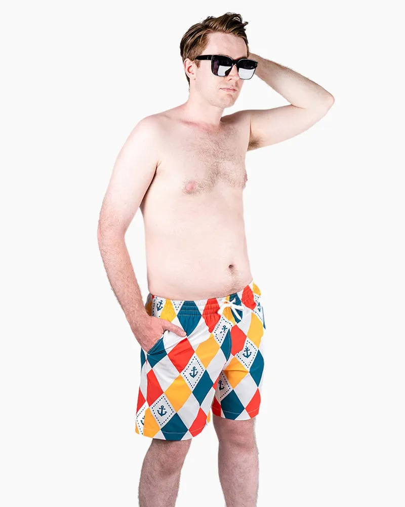 Men's Swim Beach Trunks - Ship Anchor