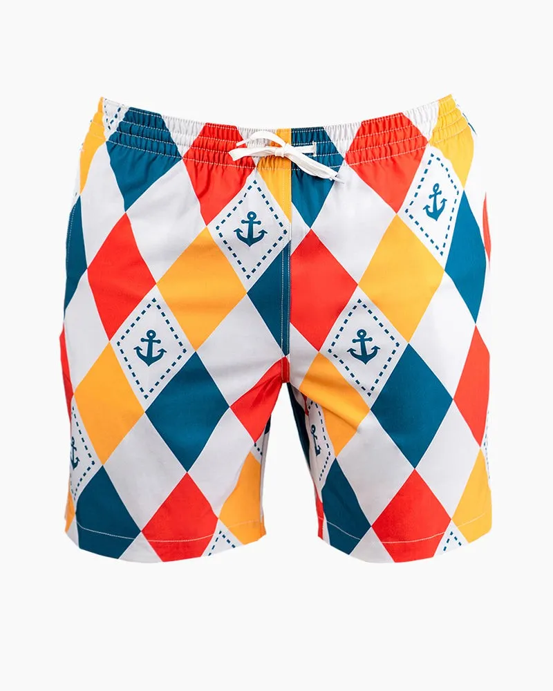 Men's Swim Beach Trunks - Ship Anchor