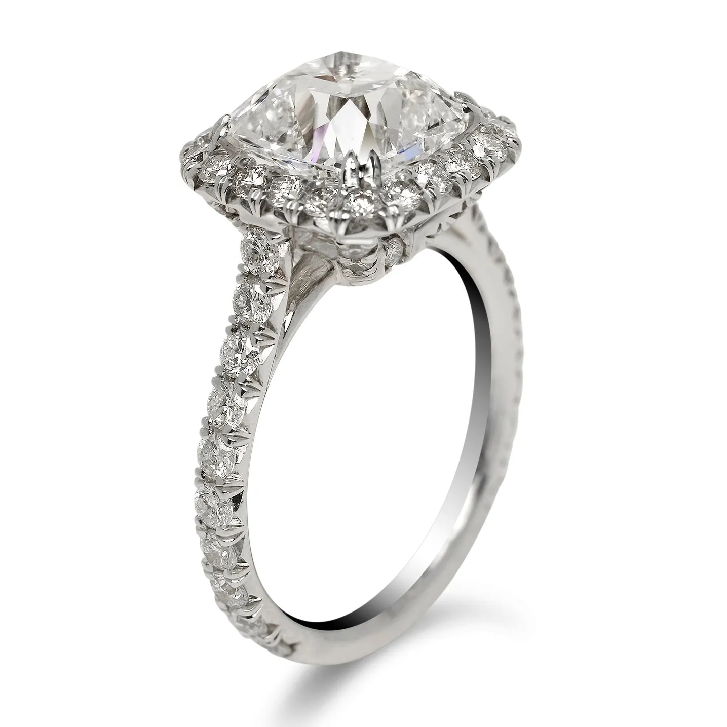 NAOMI 4 CARAT CUSHION CUT E COLOR VVS1 CLARITY DIAMOND ENGAGEMENT RING PLATINUM GIA CERTIFIED 3 CT E VVS1 BY MIKE NEKTA